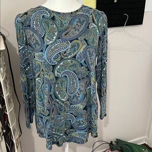 Cute J Jill Paisley -cotton with stretch smock top -Sz S